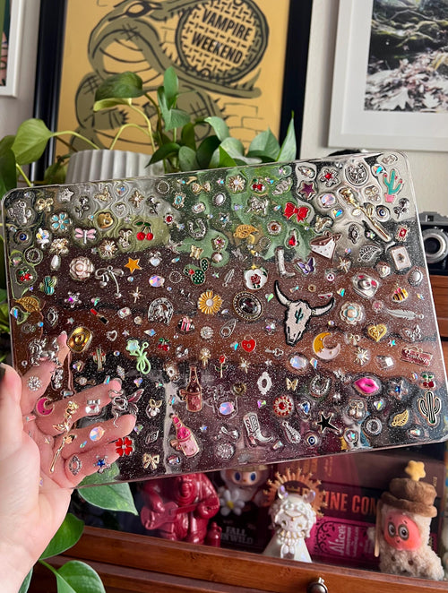 Custom Resin Laptop Case: Glitter Charms, Kawaii Junk Style