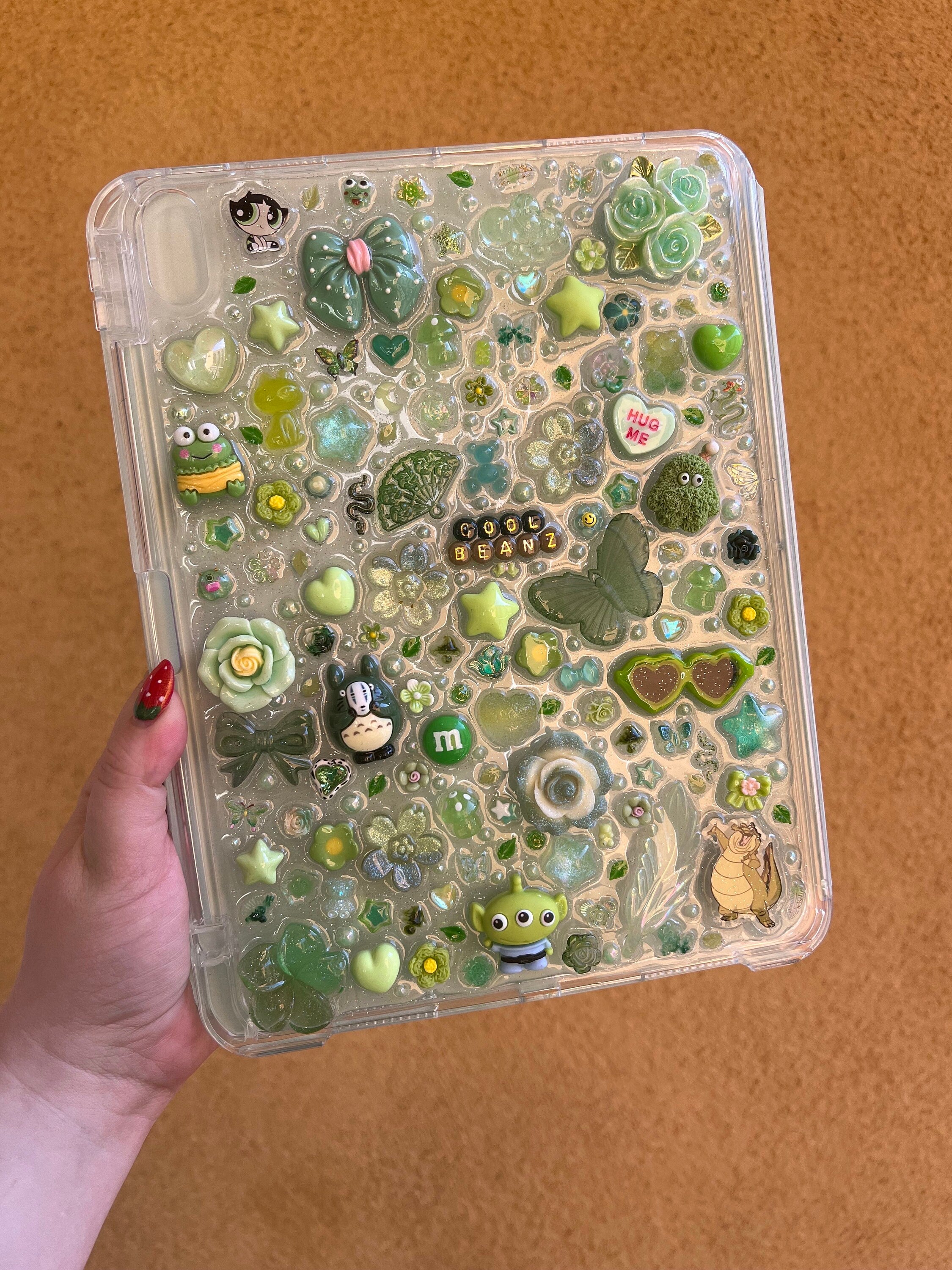 Custom Resin Tablet Case: Glitter Charms, Kawaii Junk Style