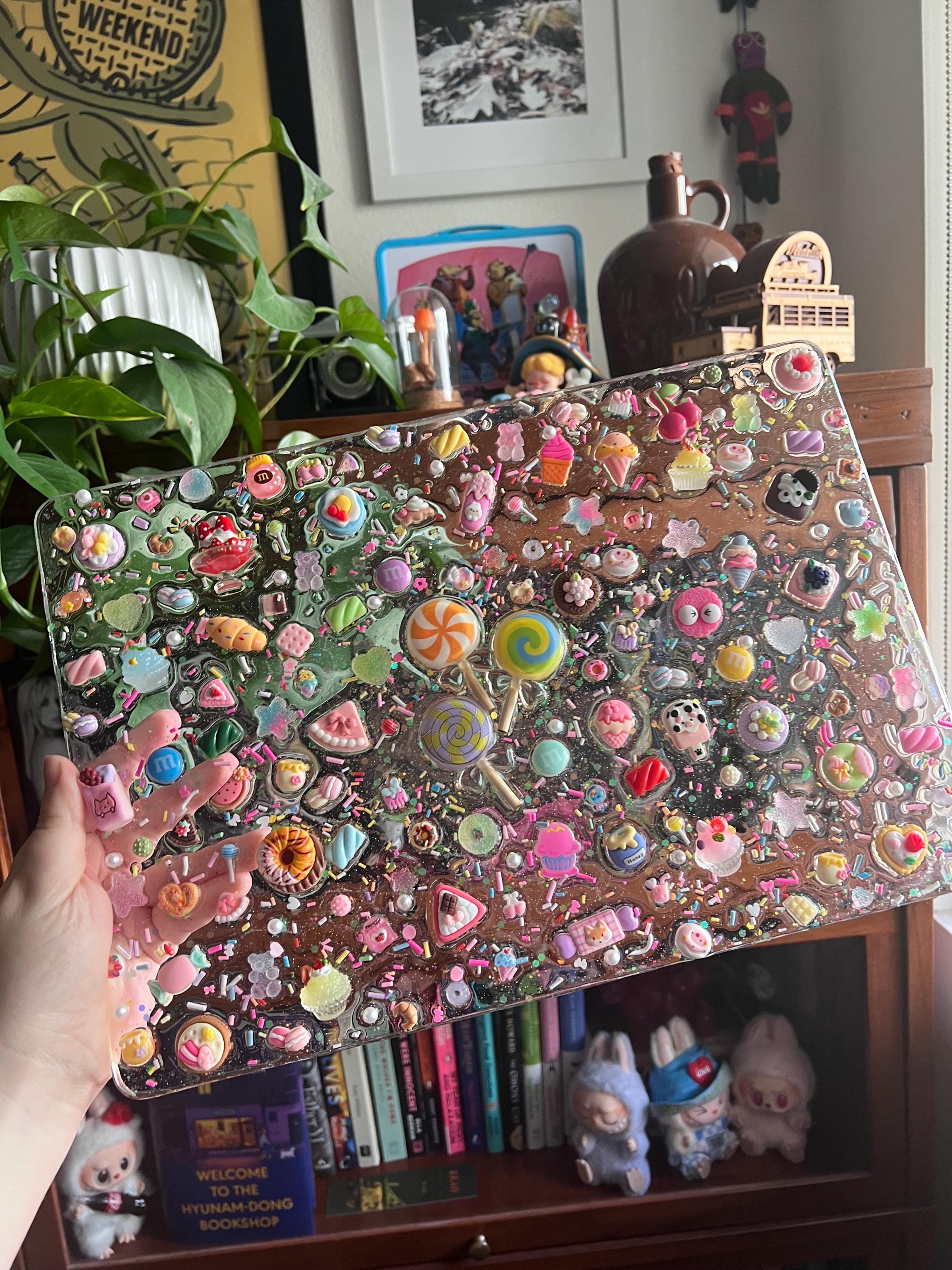 Custom Resin Laptop Case: Glitter Charms, Kawaii Junk Style