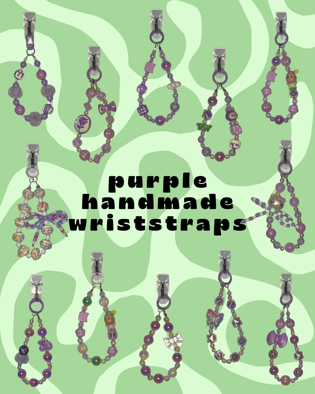 Purple Handmade Beaded Wristlets