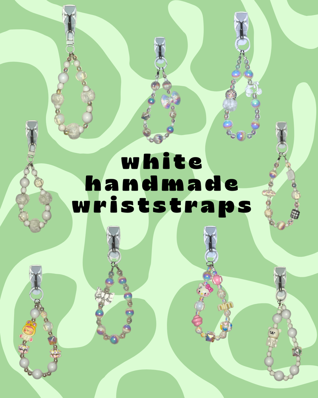 White Handmade Beaded Wristlets