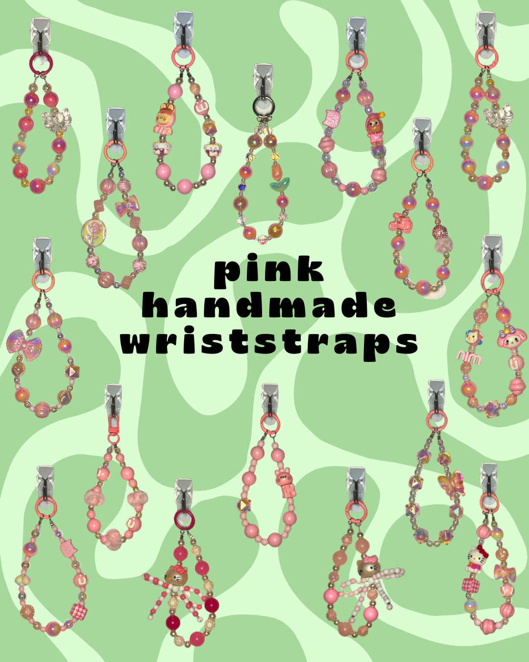 Pink Handmade Beaded Wristlets