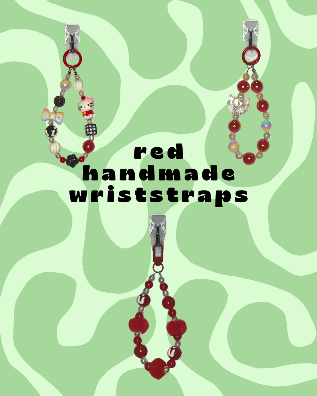 Red Handmade Beaded Wristlets