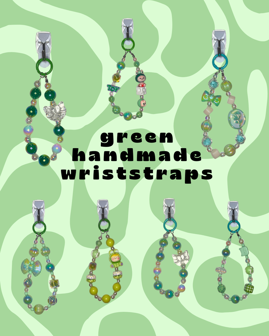 Green Handmade Beaded Wristlets