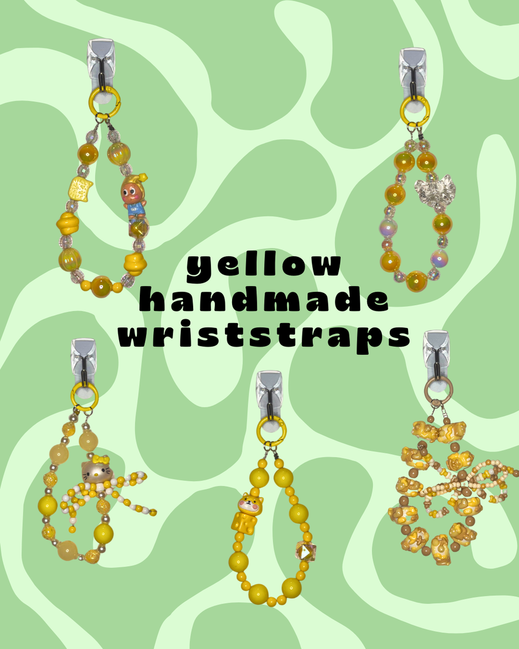 Yellow Handmade Beaded Wristlets