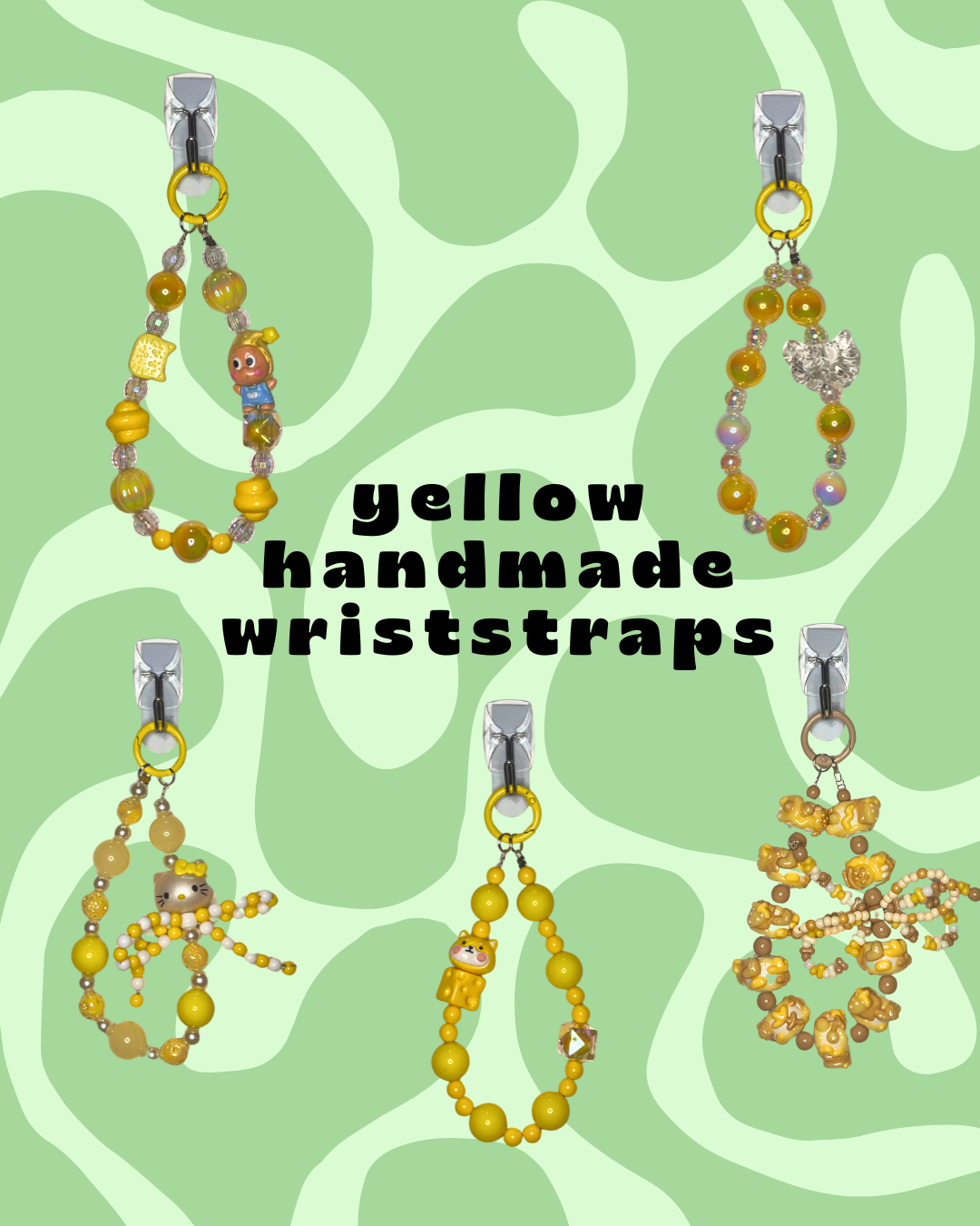 Yellow Handmade Beaded Wristlets