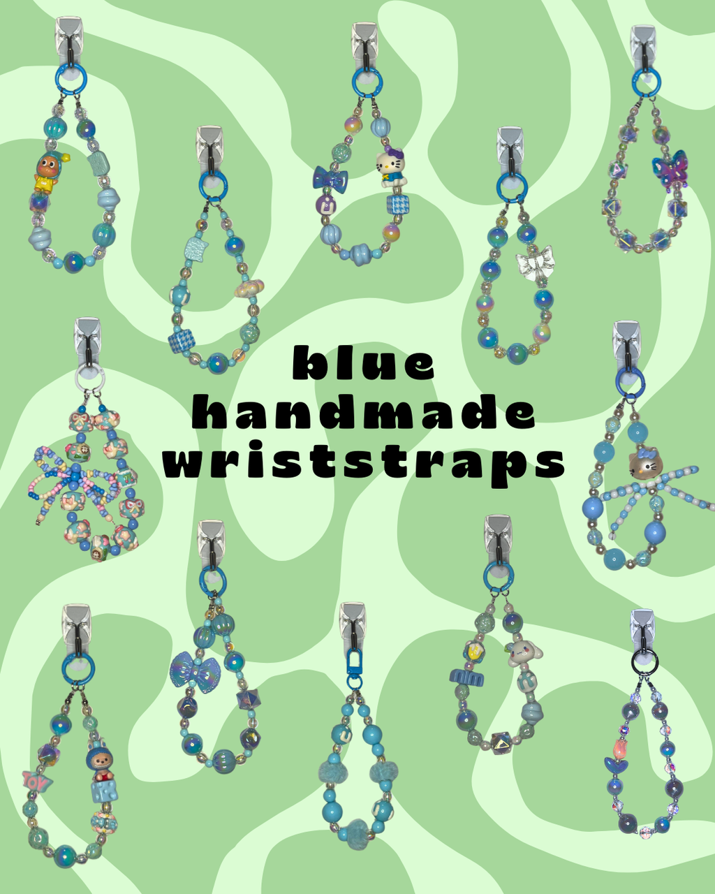 Blue Handmade Beaded Wristlets