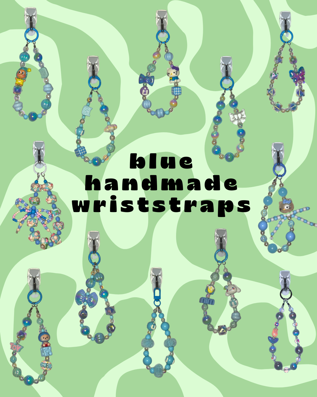 Blue Handmade Beaded Wristlets