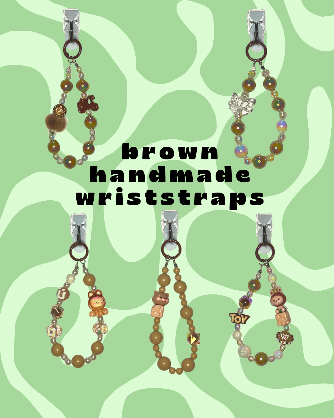 Brown Handmade Beaded Wristlets