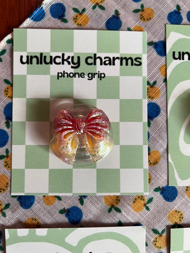 3D bow phone grips / phone accessories / rose rhinestones