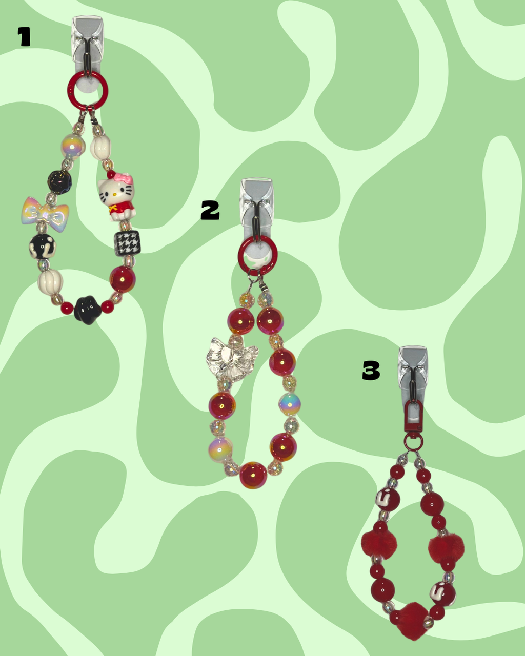 Red Handmade Beaded Wristlets