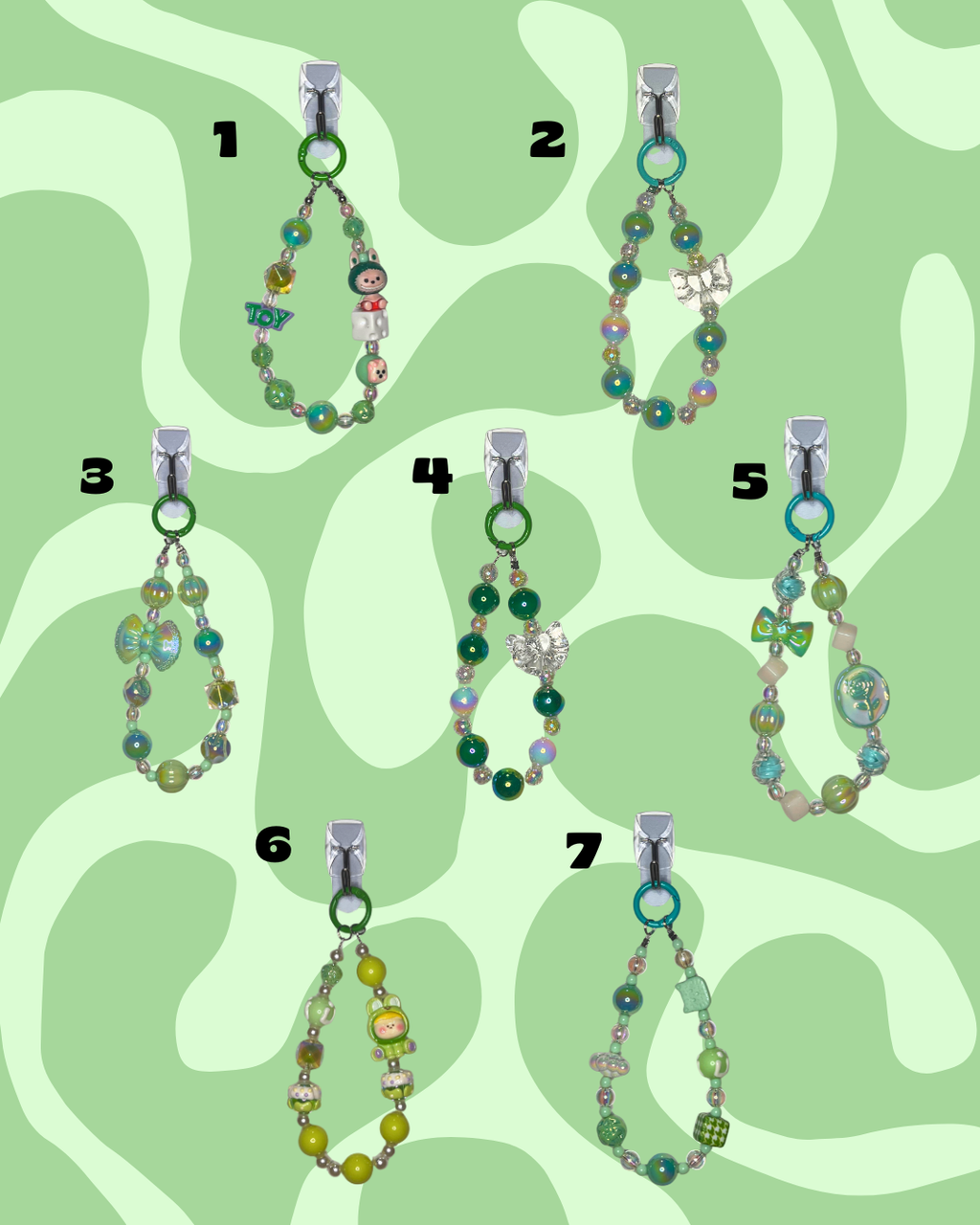 Green Handmade Beaded Wristlets