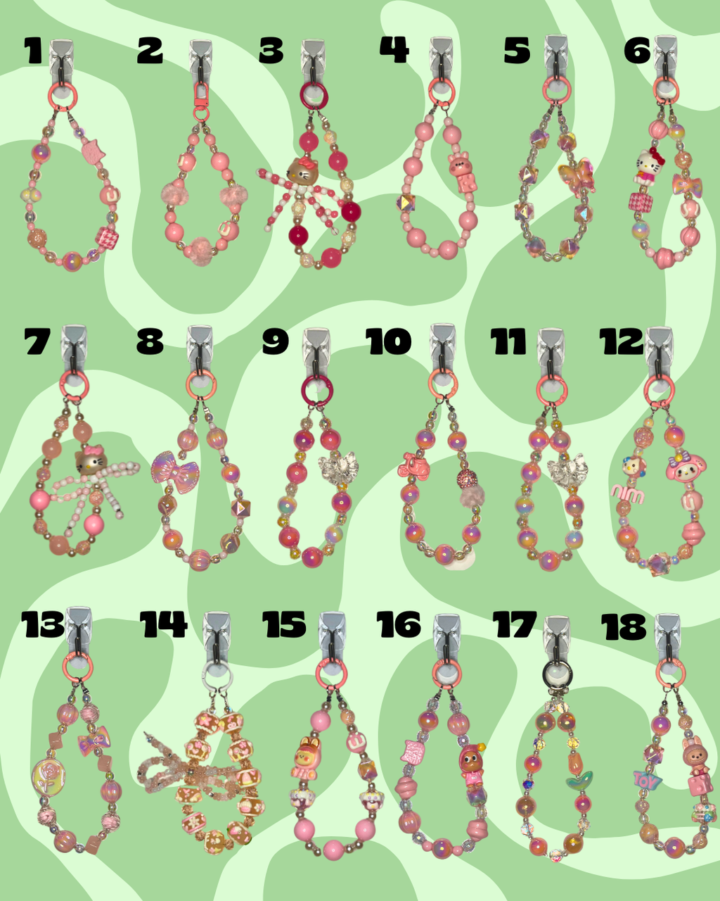 Pink Handmade Beaded Wristlets