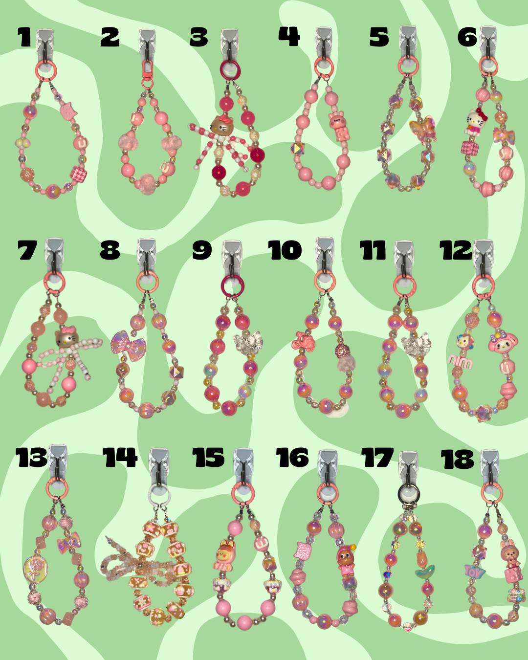 Pink Handmade Beaded Wristlets