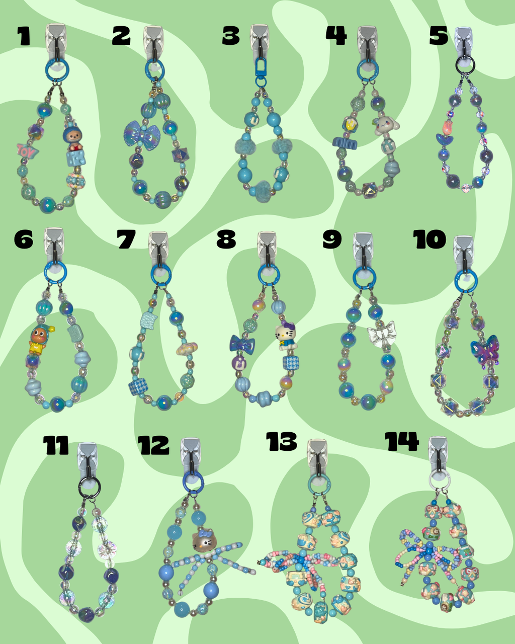 Blue Handmade Beaded Wristlets