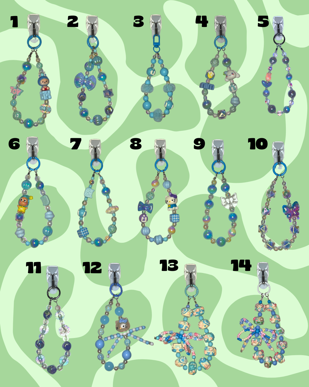 Blue Handmade Beaded Wristlets