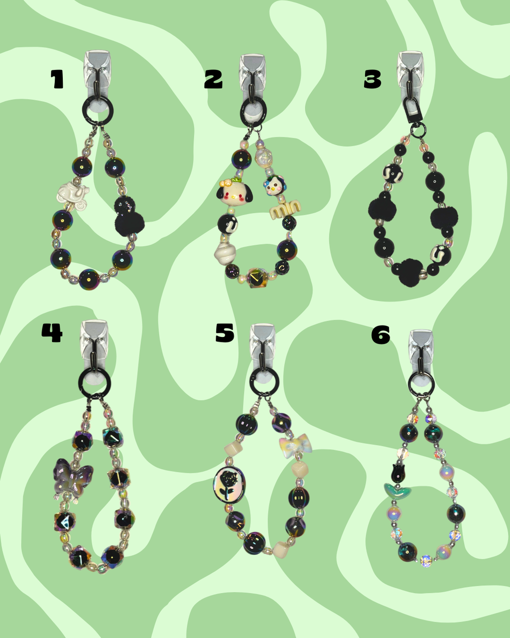 Black Handmade Beaded Wristlets