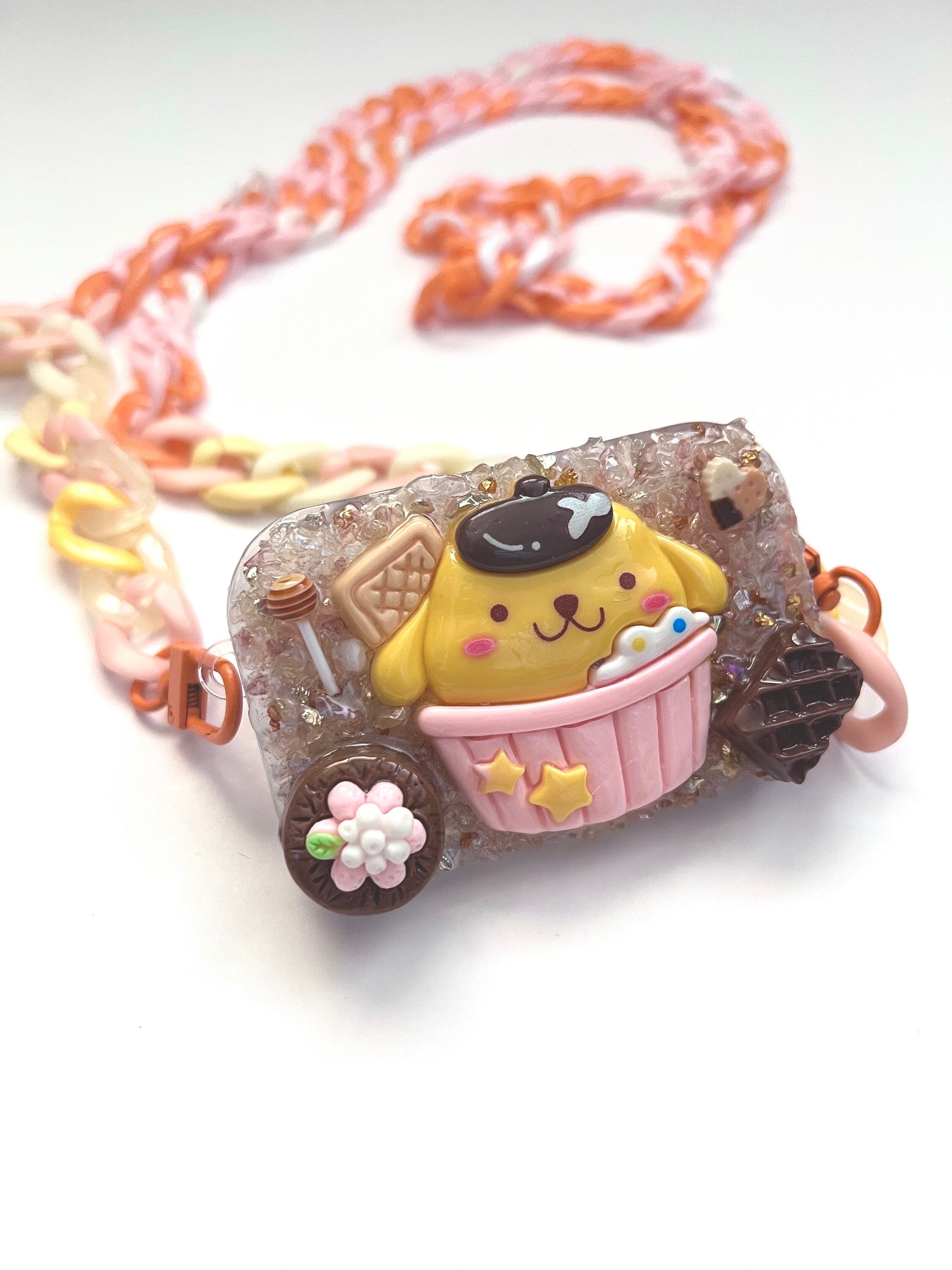 Sanrio Pompompurin Phone Clip with Mirror and Cross Body Adjustable Chain