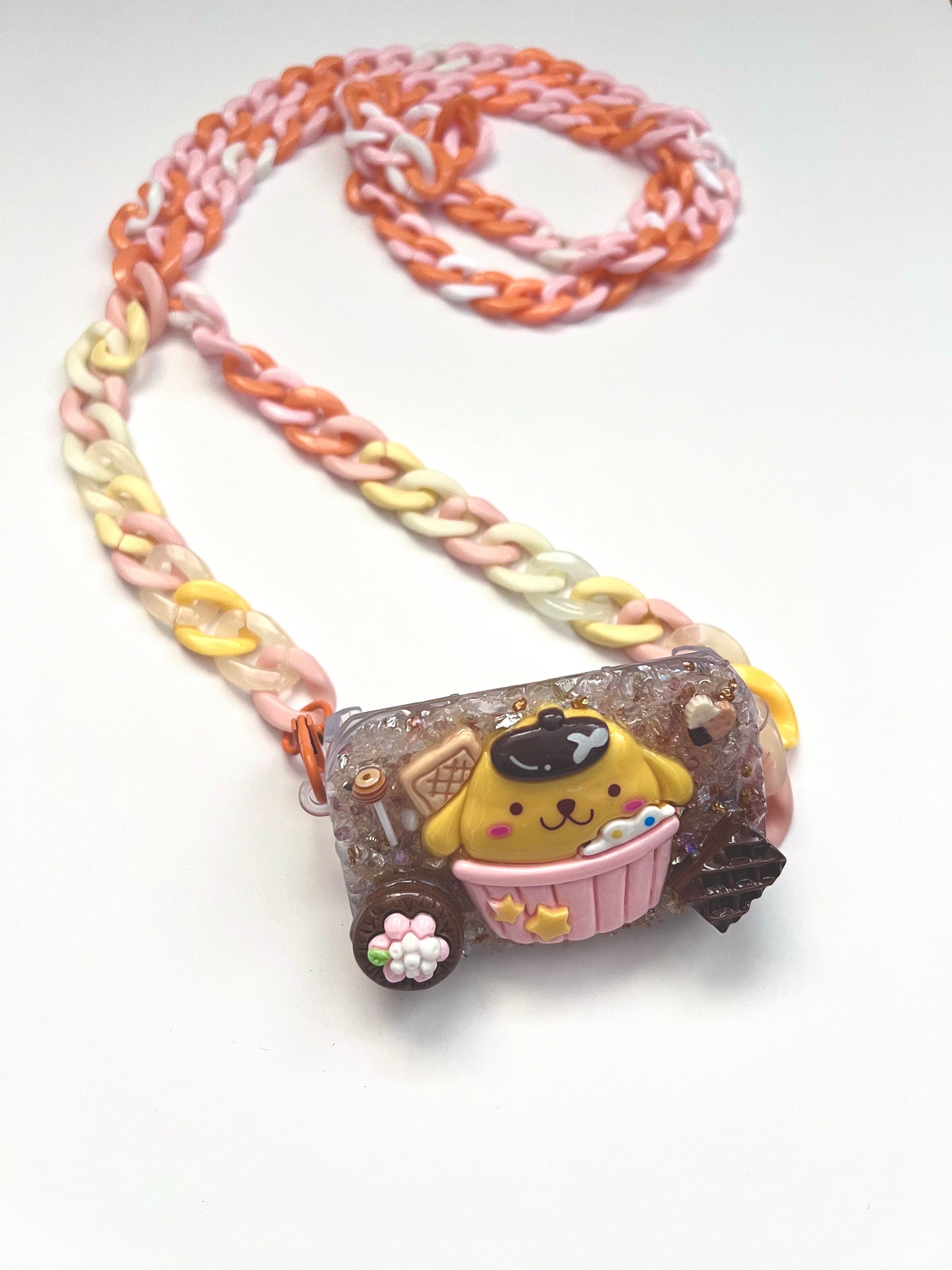 Sanrio Pompompurin Phone Clip with Mirror and Cross Body Adjustable Chain