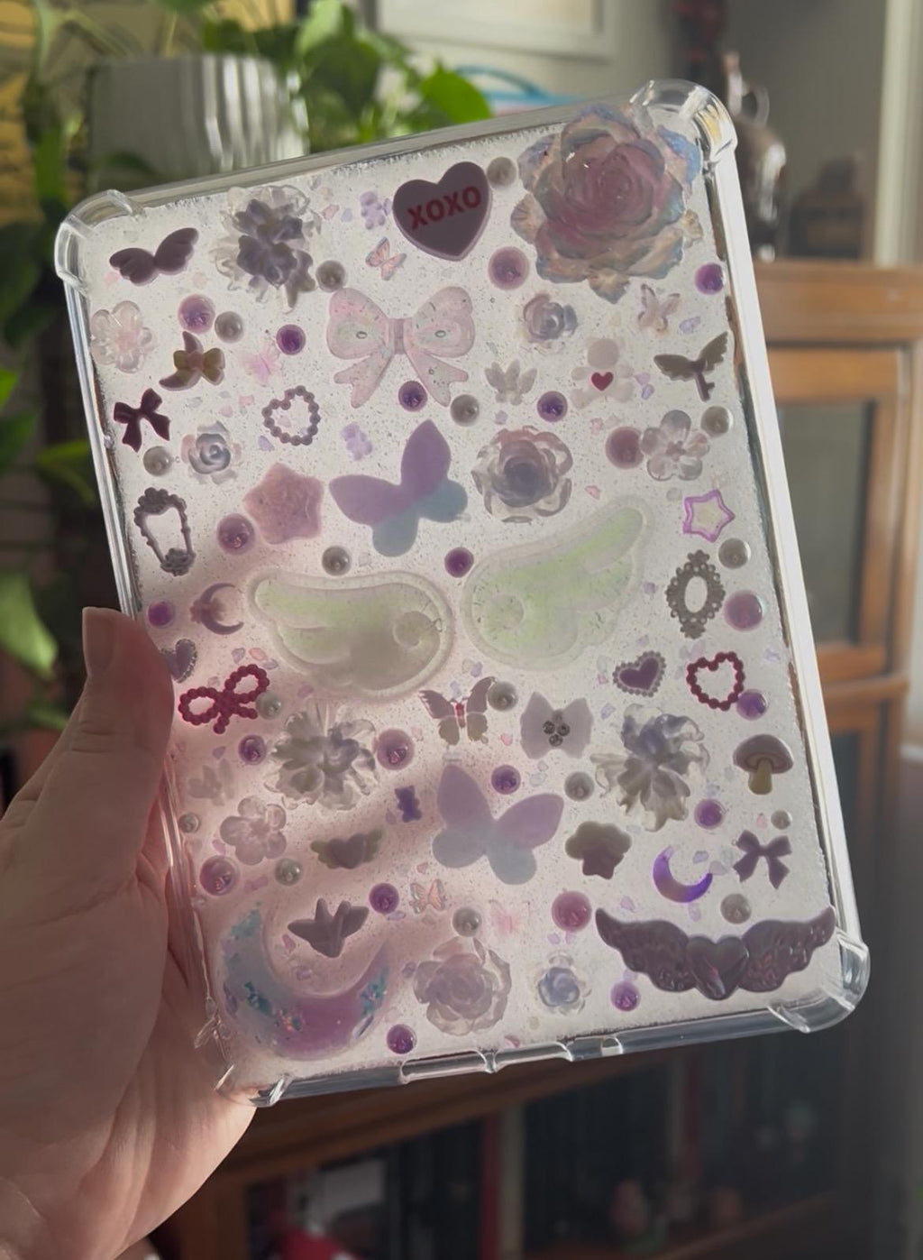 Custom Resin E-reader Case: Glitter Charms, Kawaii Junk Style