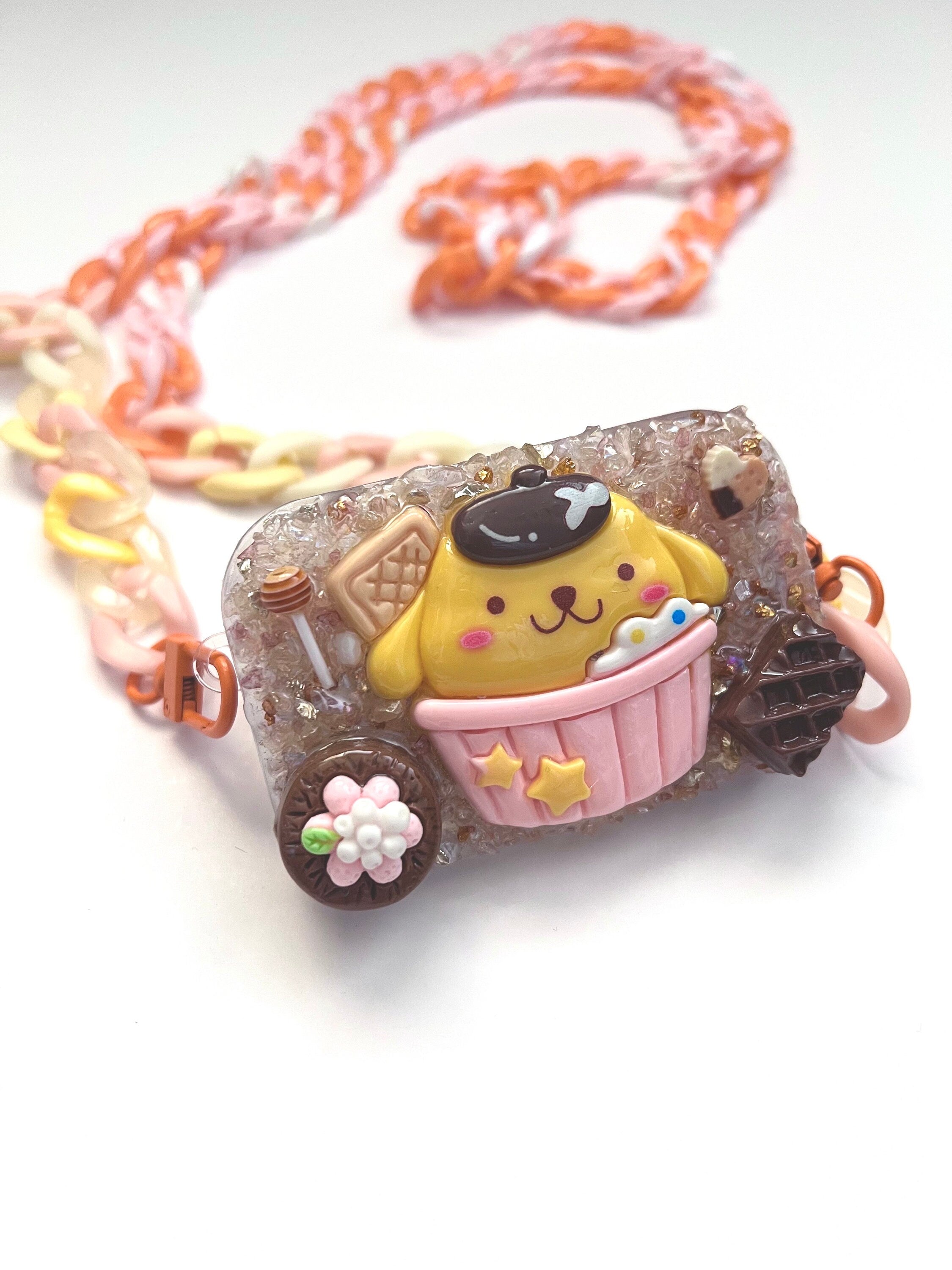 Sanrio Pompompurin Phone Clip with Mirror and Cross Body Adjustable Chain