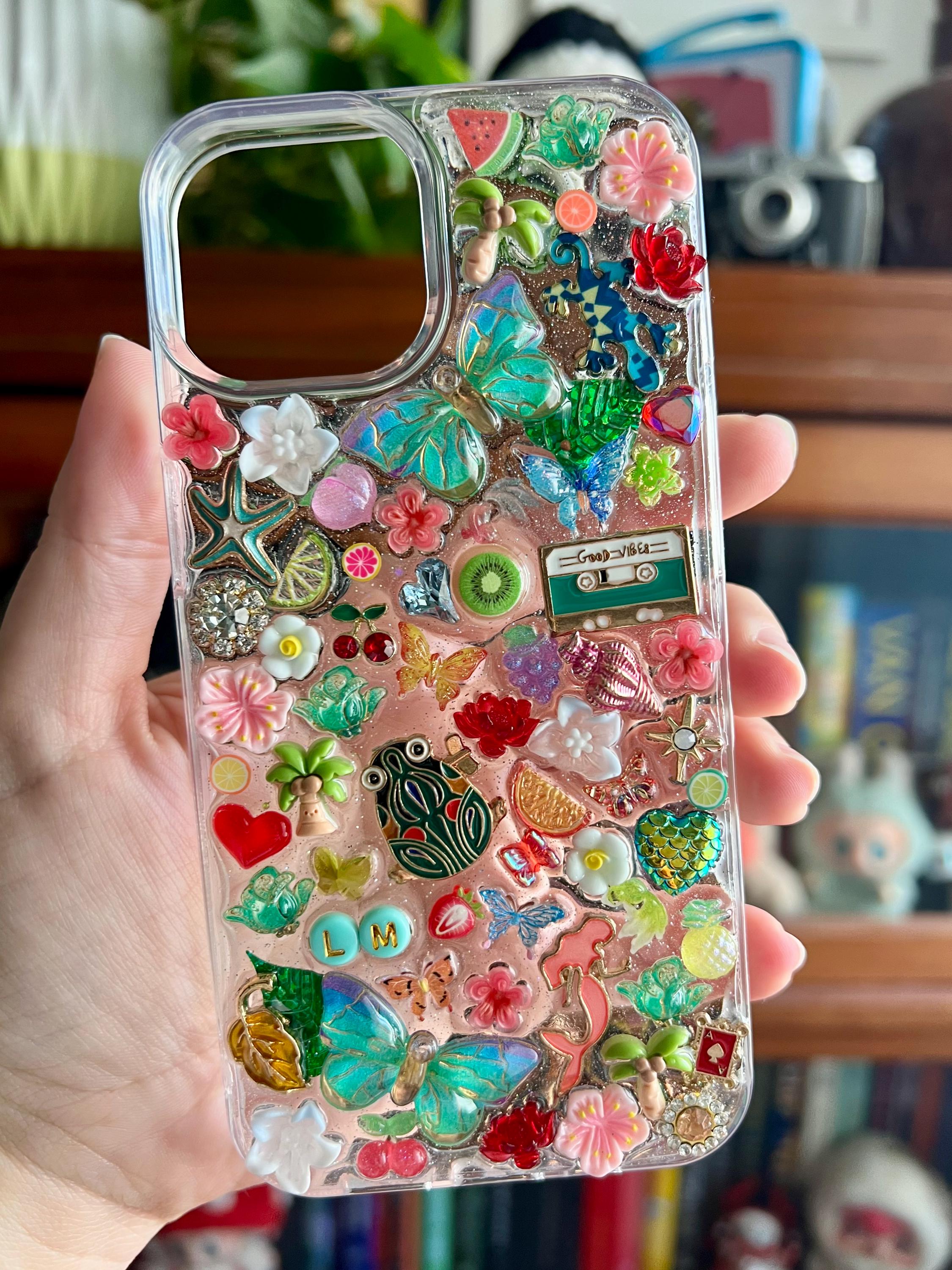 Custom Resin Phone Case: Glitter Charms, Kawaii Junk Style