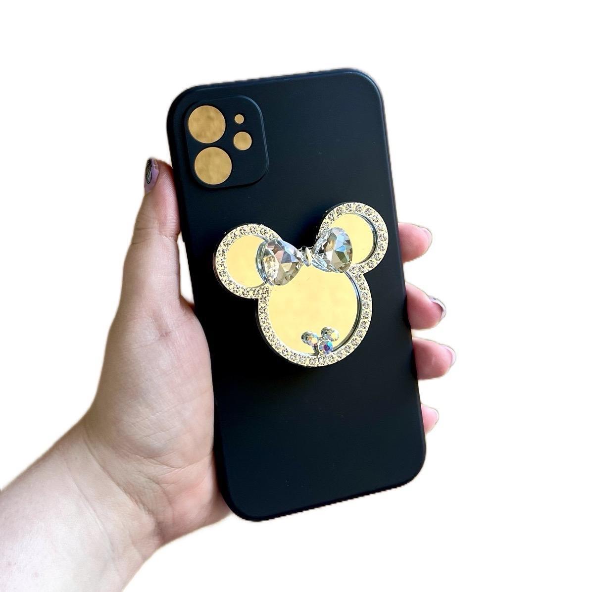 Rhinestoned Minnie Mirror Phone Grip