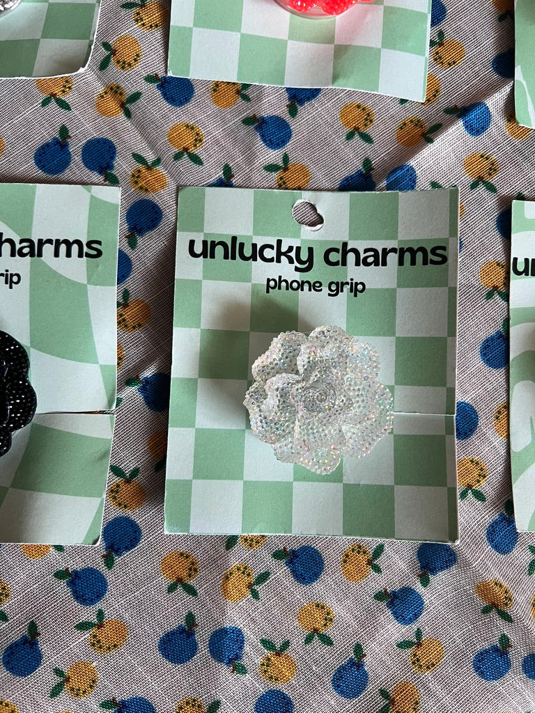 rhinestone flower phone grips / phone accessories / rose rhinestones