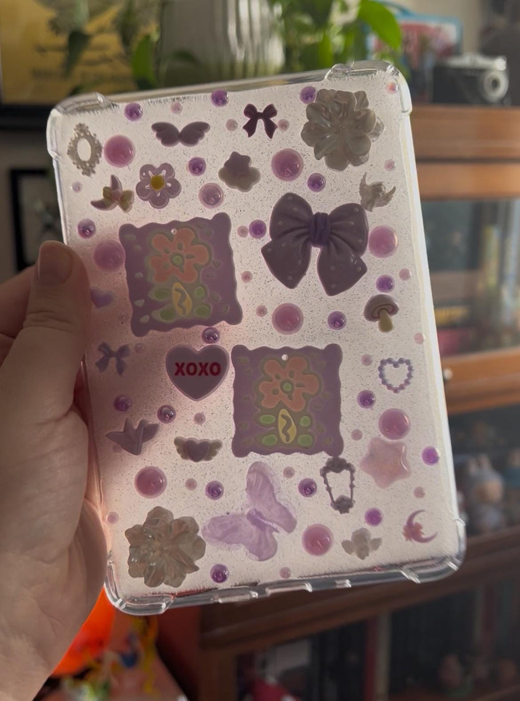 Custom Resin E-reader Case: Glitter Charms, Kawaii Junk Style