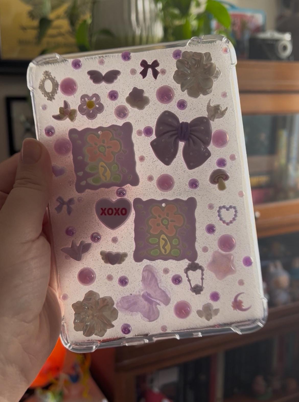 Custom Resin E-reader Case: Glitter Charms, Kawaii Junk Style