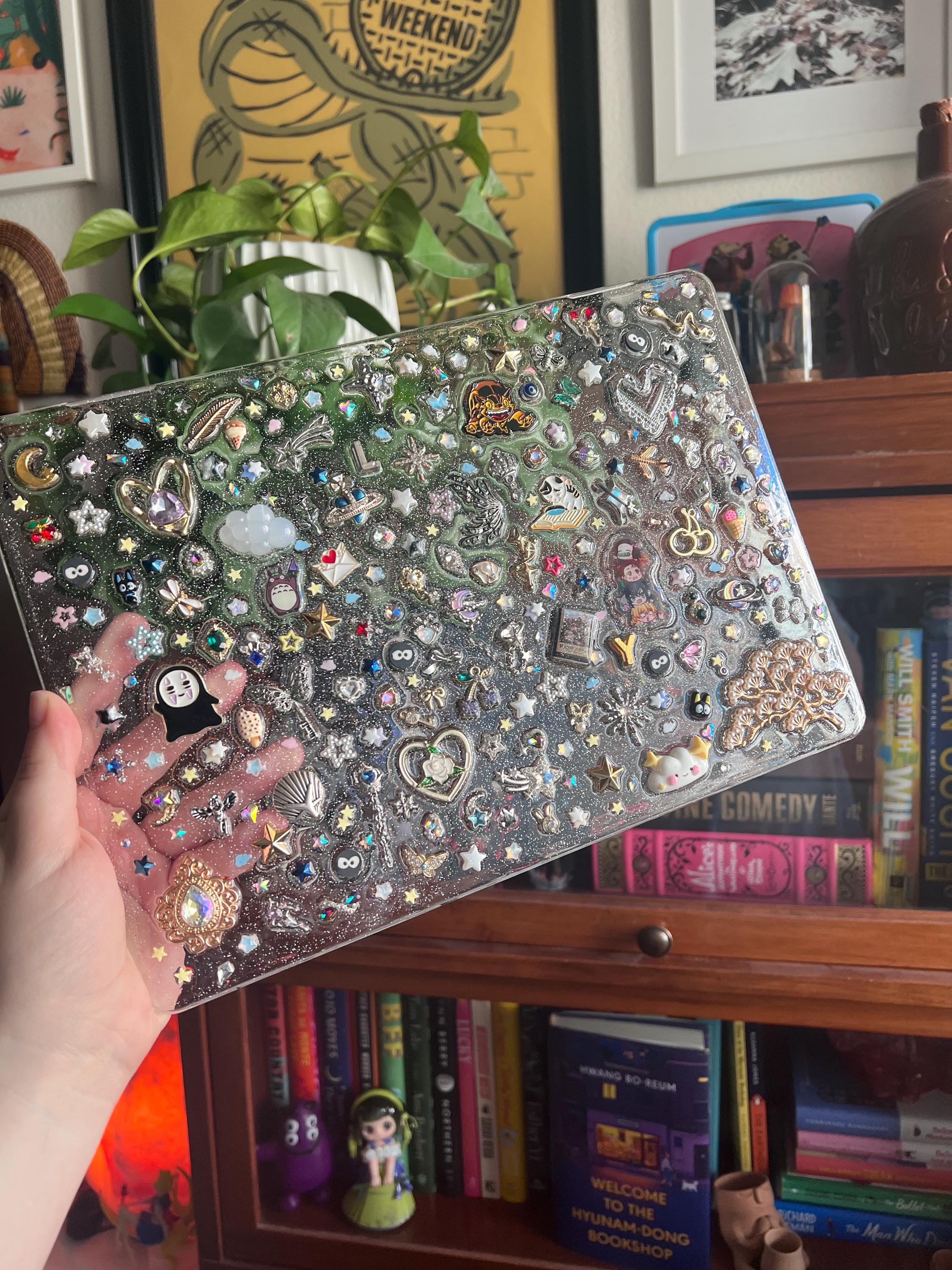 Custom Resin Laptop Case: Glitter Charms, Kawaii Junk Style