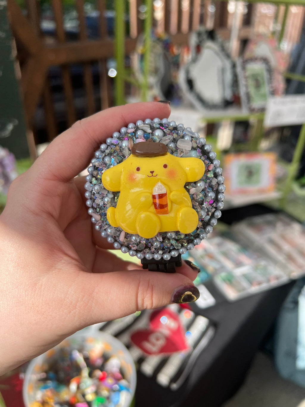 Sanrio, Powerpuff Girls, Butter Bear inspired Compact Mirror & Brush Combo - Great Stocking Stuffer!