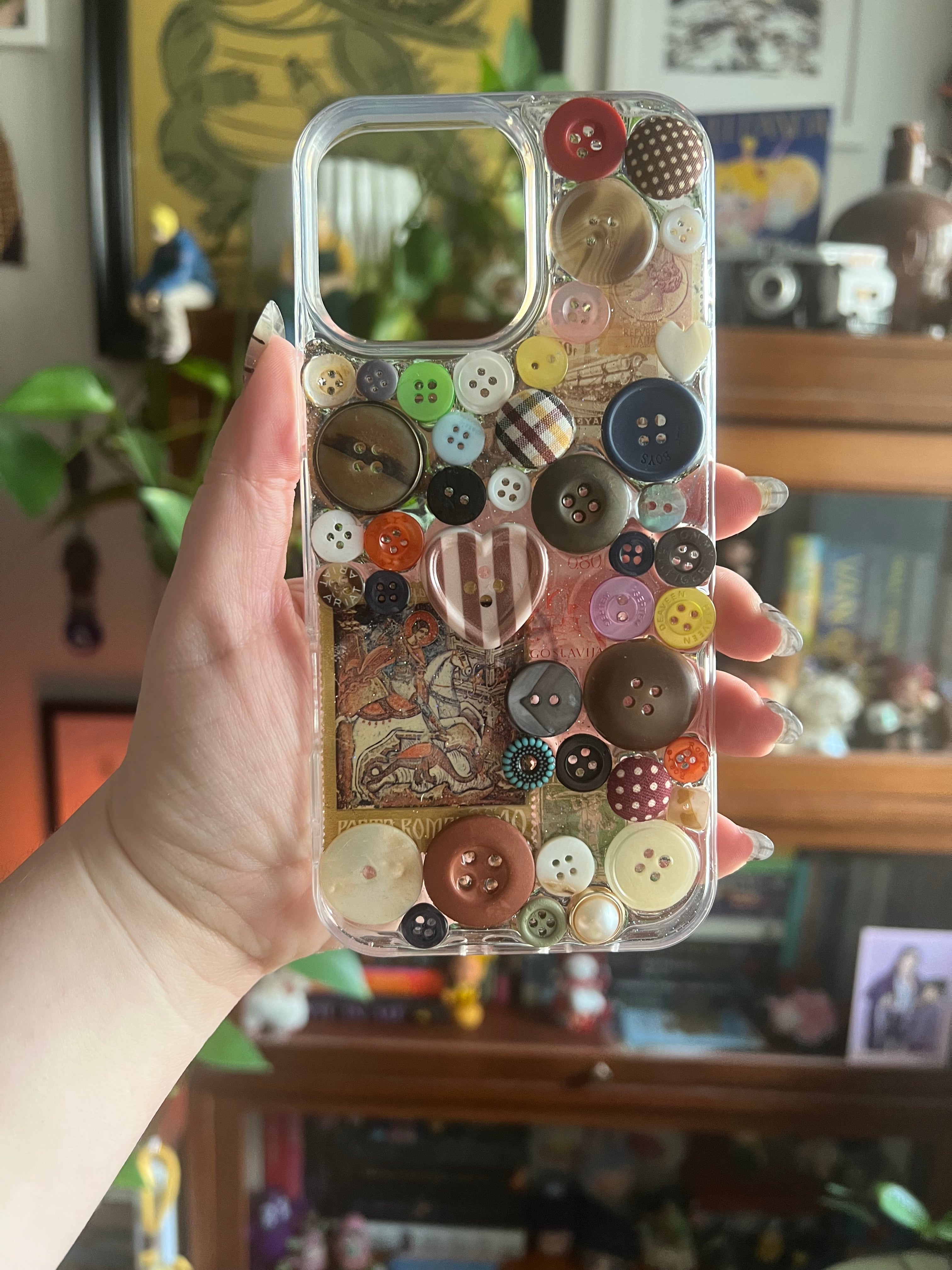 Vintage Stamps & Buttons 3D Deco Phone Case - Made to Order