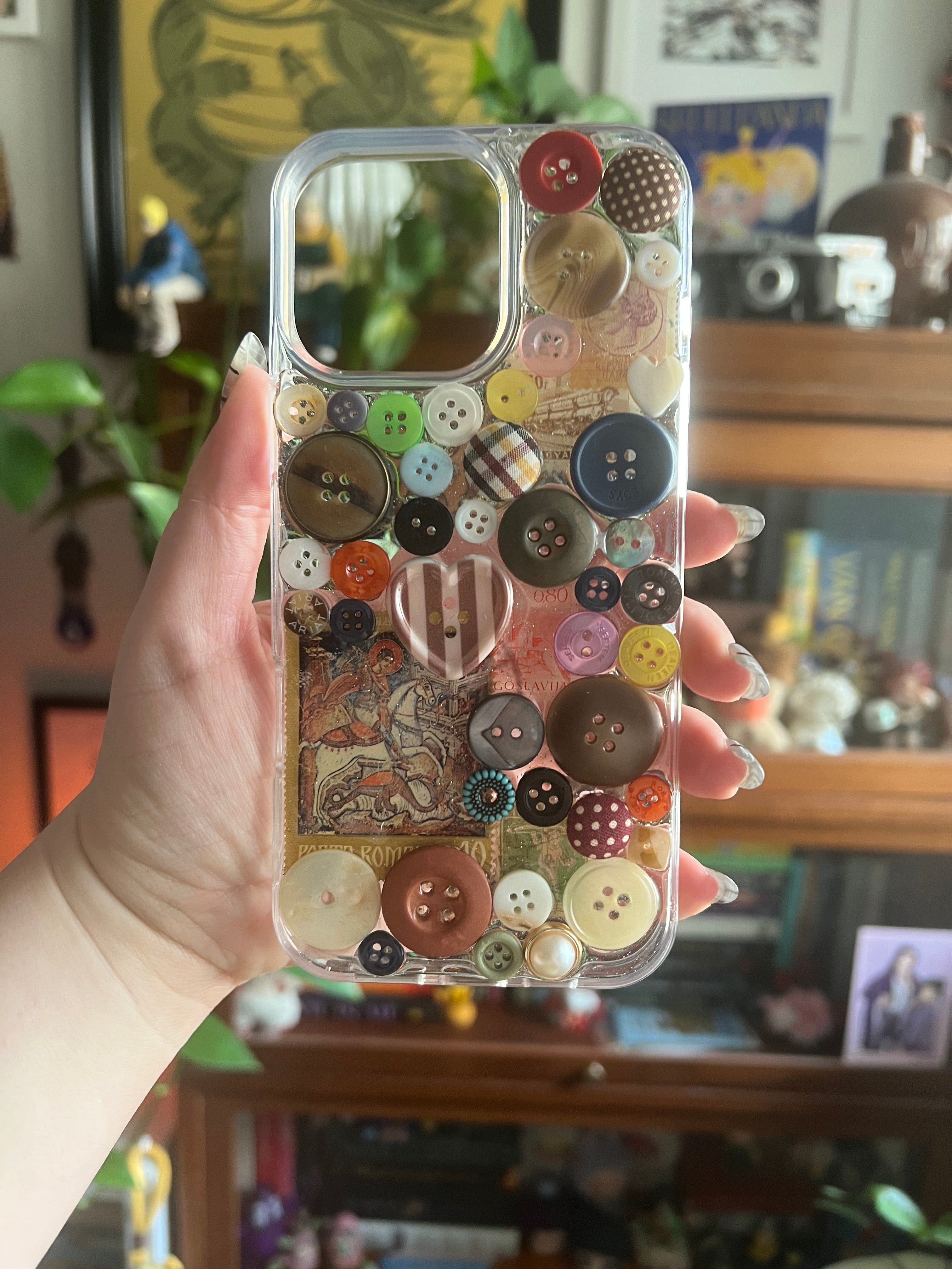 Vintage Stamps & Buttons 3D Deco Phone Case - Made to Order