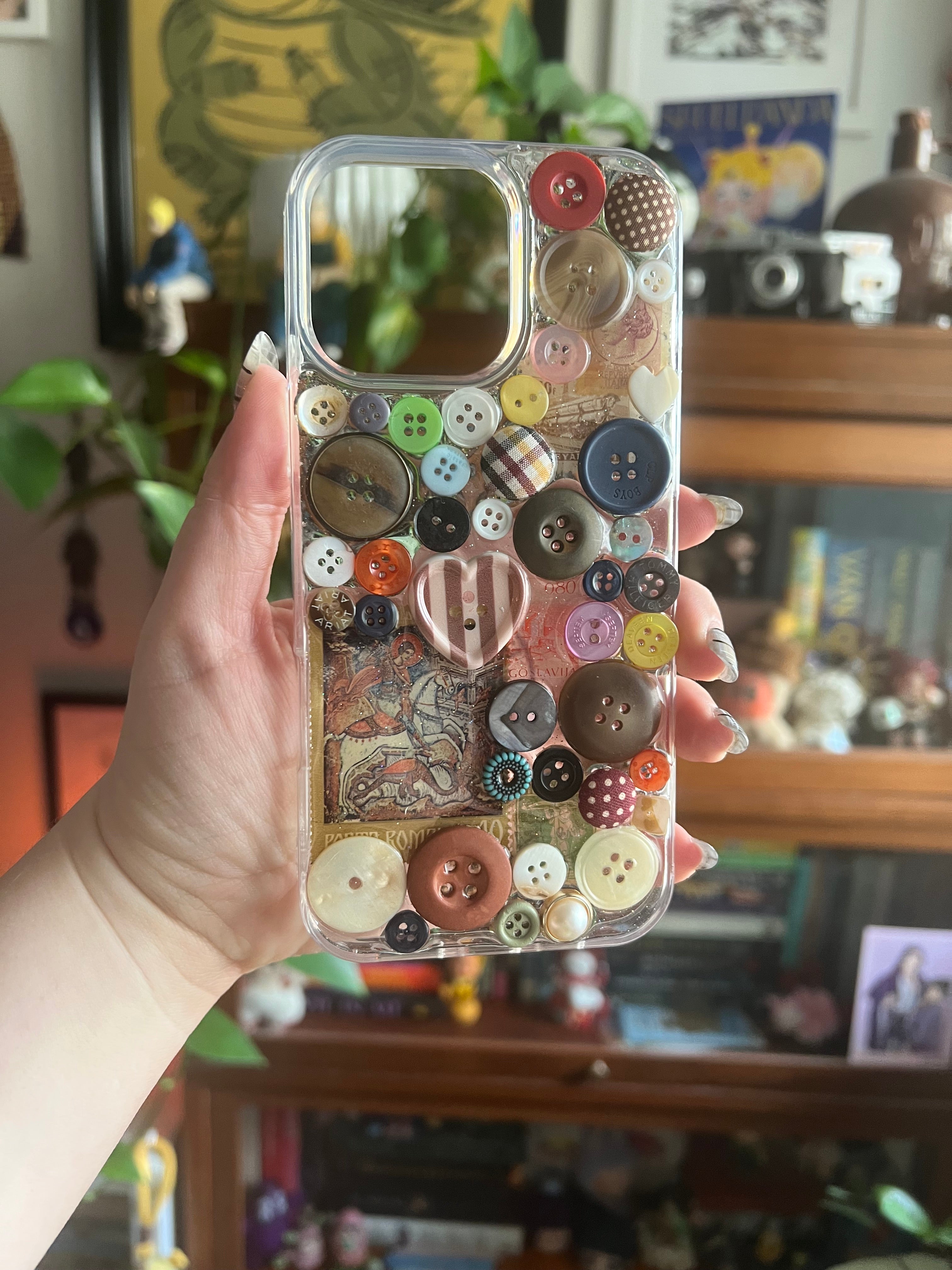 Vintage Stamps & Buttons 3D Deco Phone Case - Made to Order