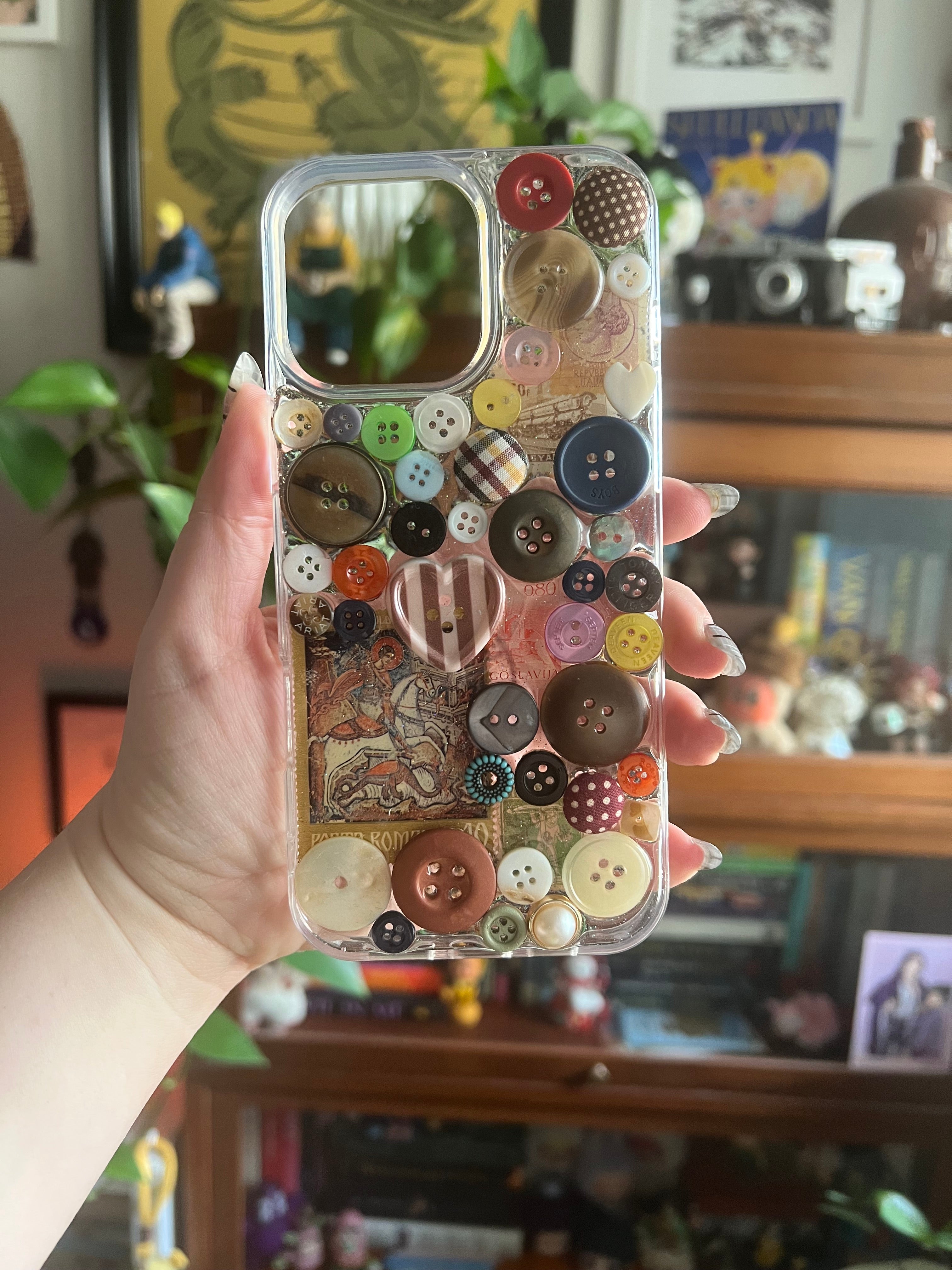 Vintage Stamps & Buttons 3D Deco Phone Case - Made to Order