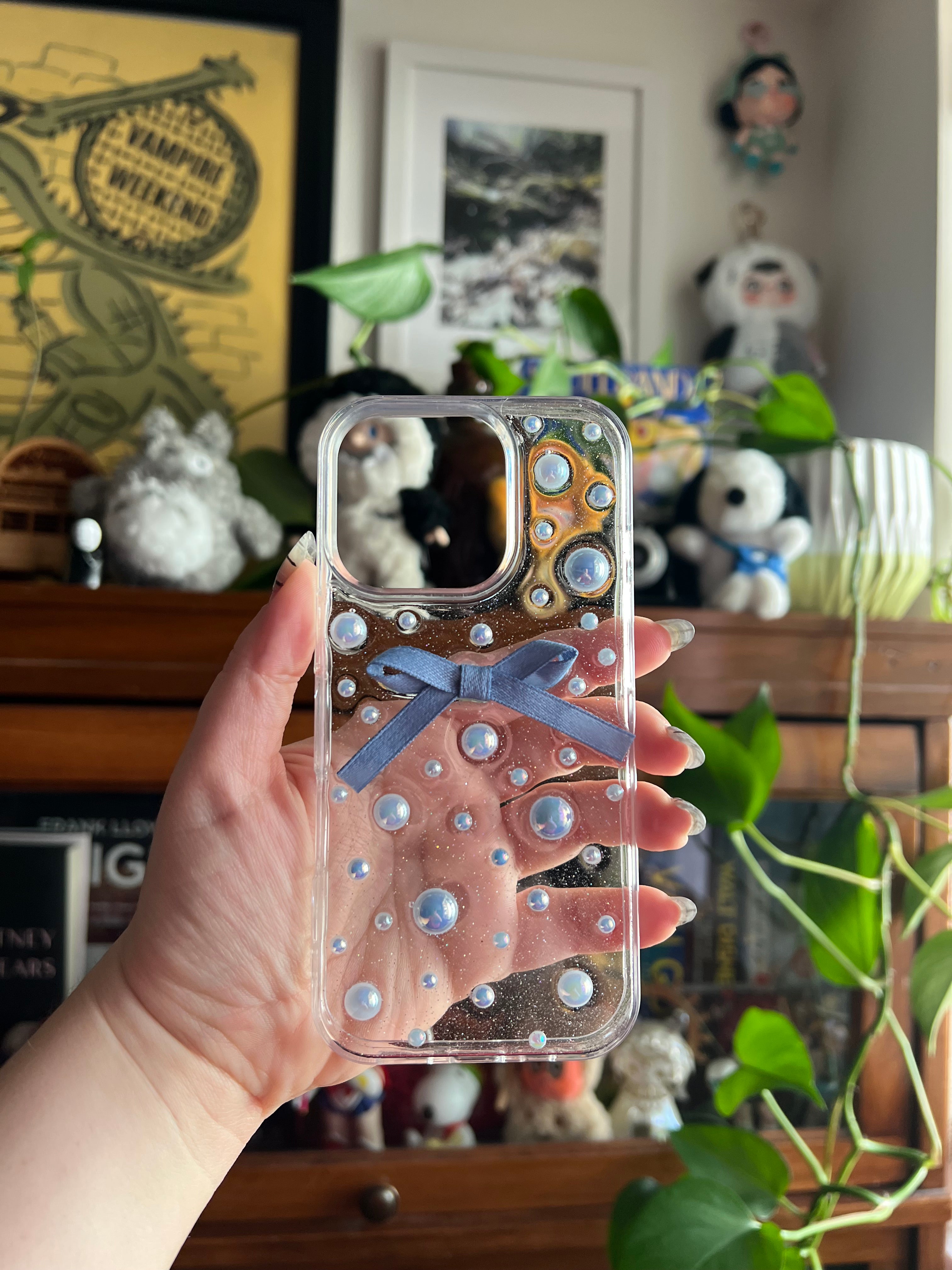 Blue Coquette 3D Deco Phone Case - Made to Order