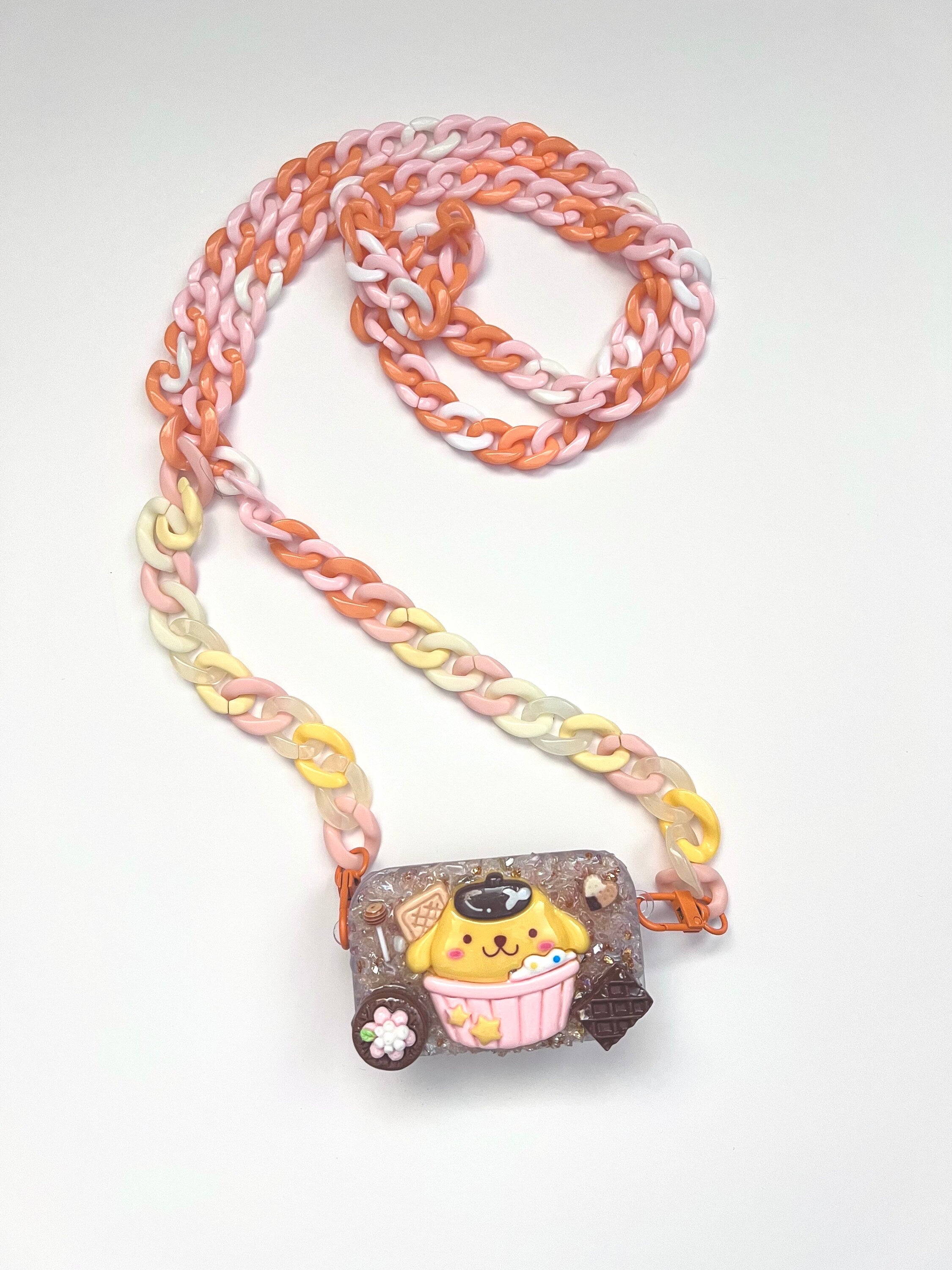 Sanrio Pompompurin Phone Clip with Mirror and Cross Body Adjustable Chain