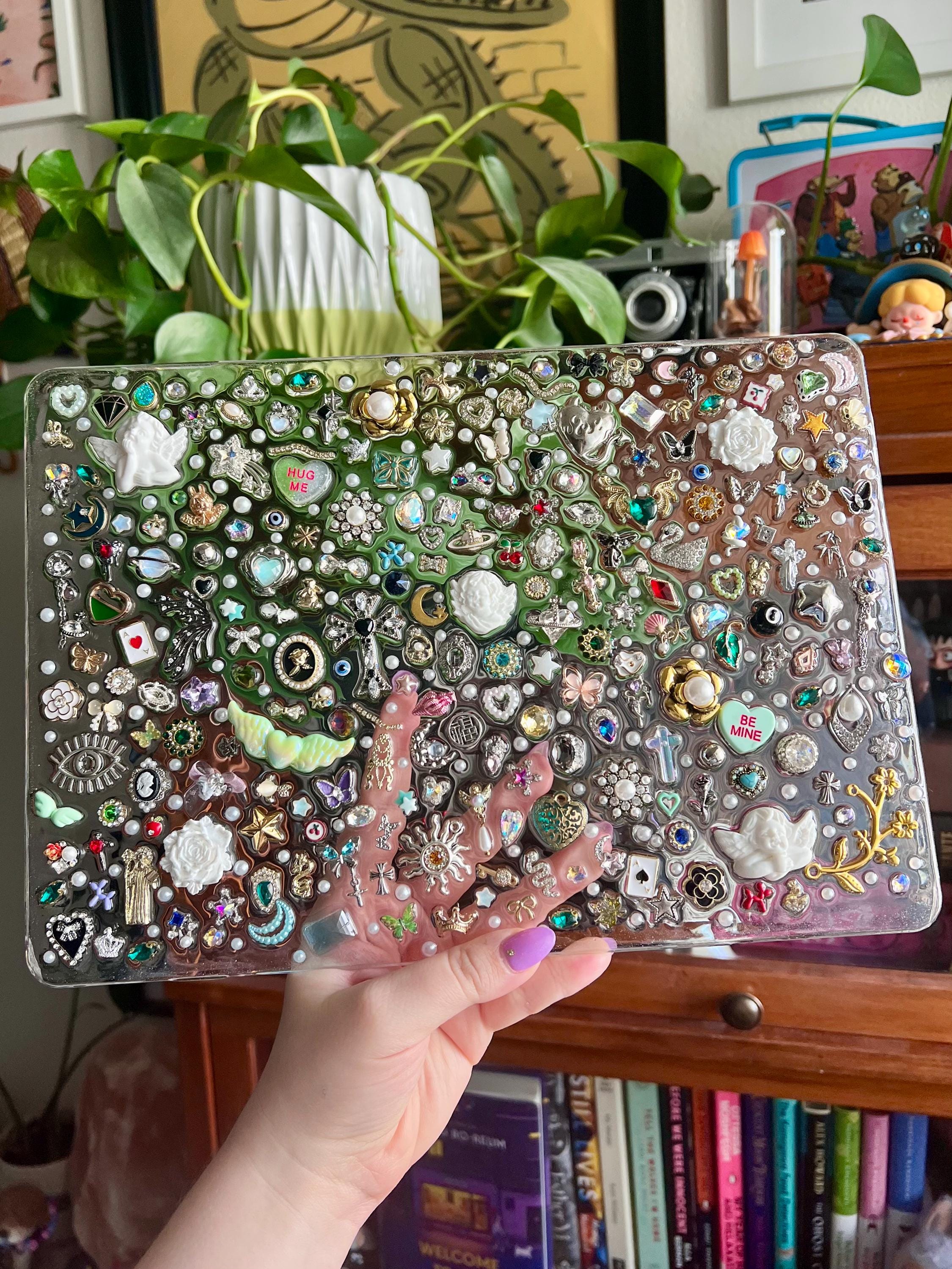 Custom Resin Laptop Case: Glitter Charms, Kawaii Junk Style