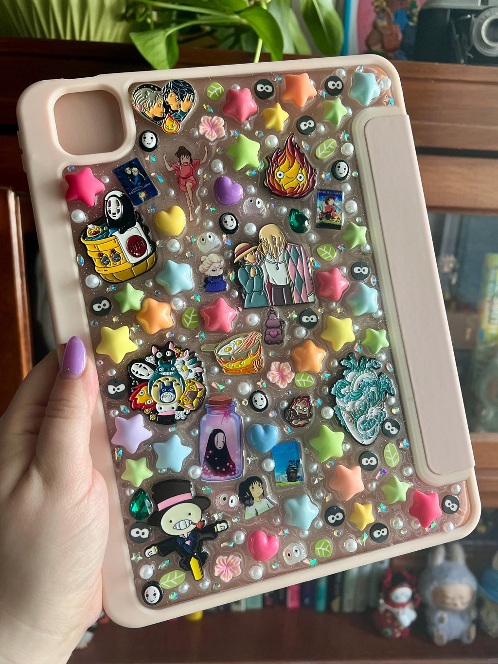 Custom Resin Tablet Case: Glitter Charms, Kawaii Junk Style