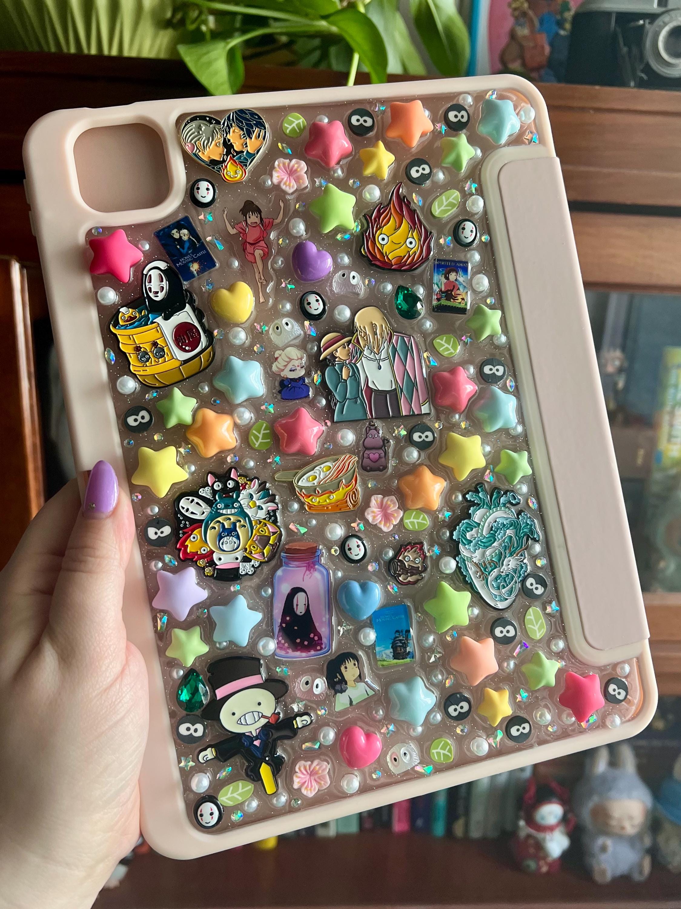 Custom Resin Tablet Case: Glitter Charms, Kawaii Junk Style