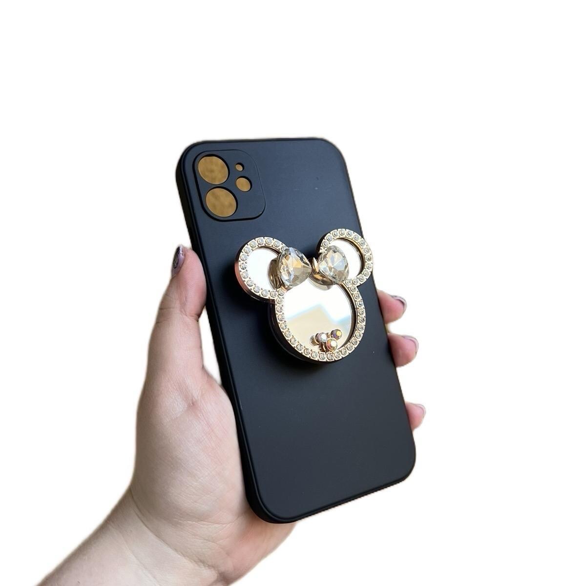 Rhinestoned Minnie Mirror Phone Grip