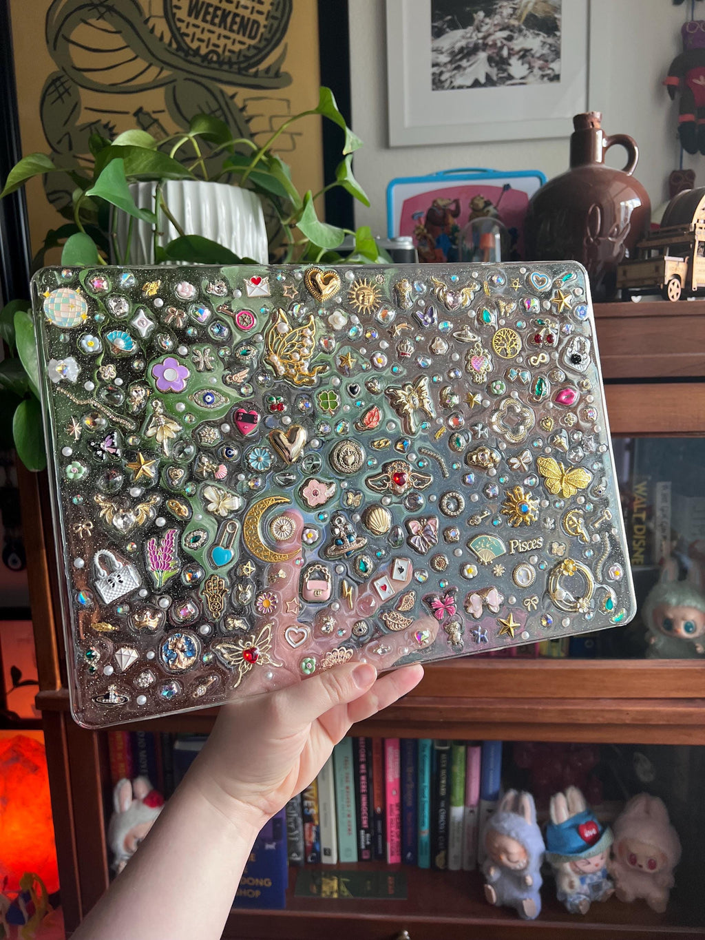 Custom Resin Laptop Case: Glitter Charms, Kawaii Junk Style