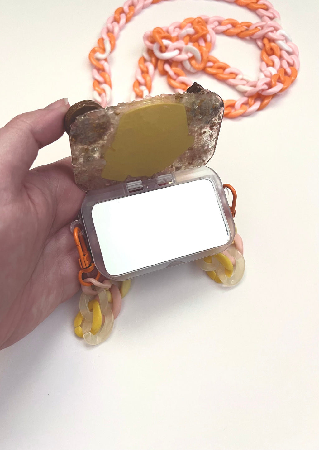 Sanrio Pompompurin Phone Clip with Mirror and Cross Body Adjustable Chain