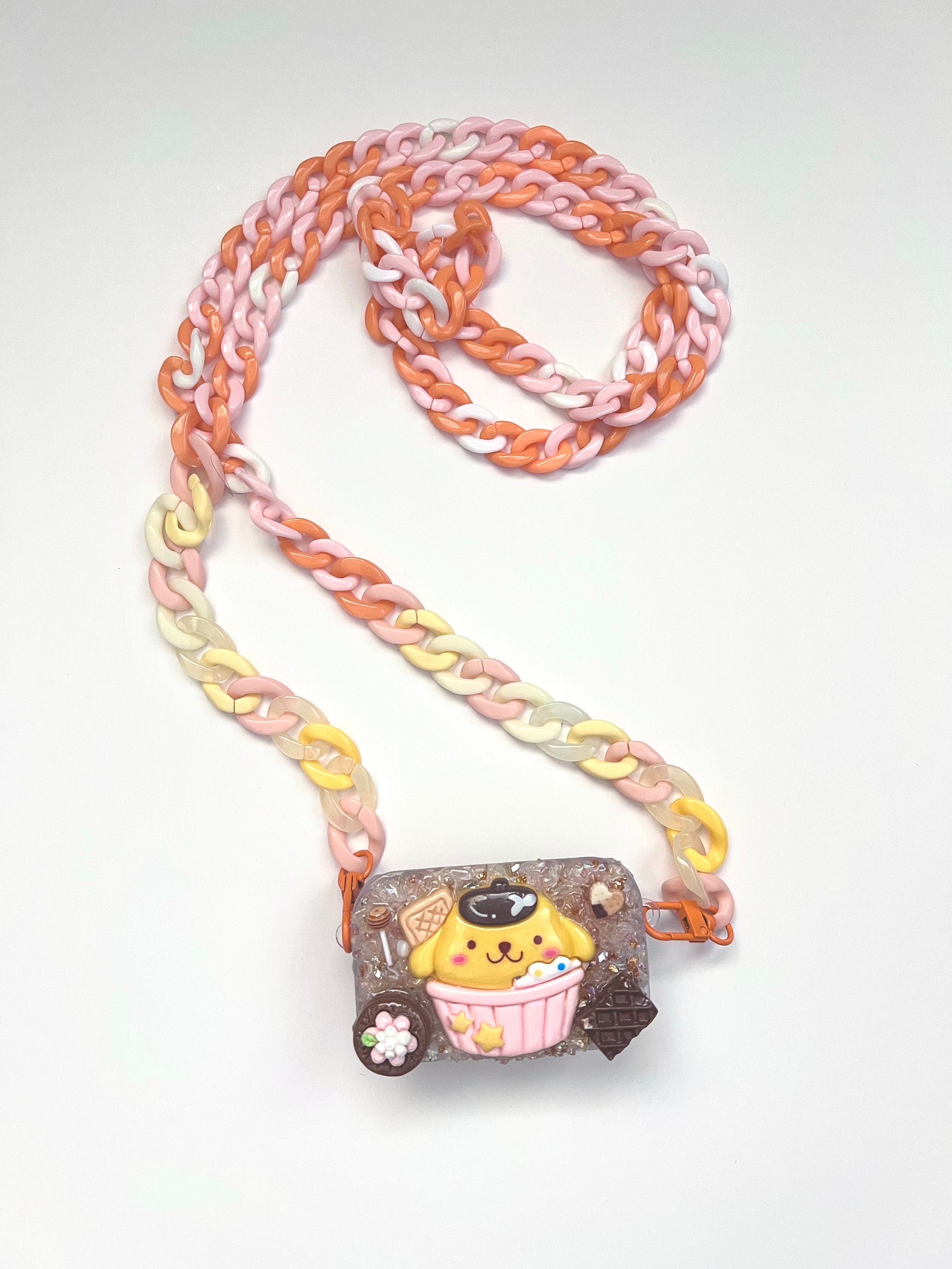 Sanrio Pompompurin Phone Clip with Mirror and Cross Body Adjustable Chain