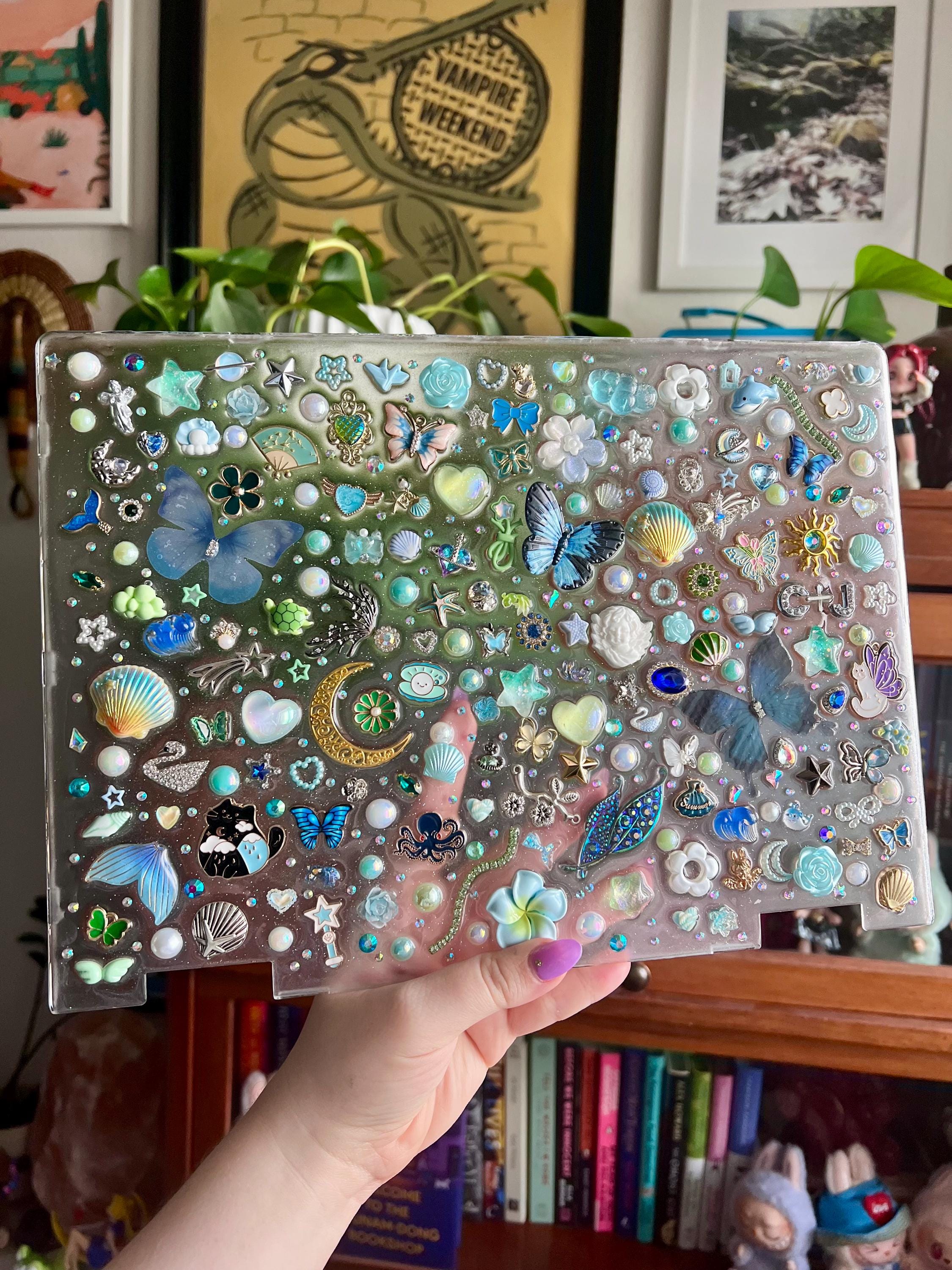Custom Resin Laptop Case: Glitter Charms, Kawaii Junk Style