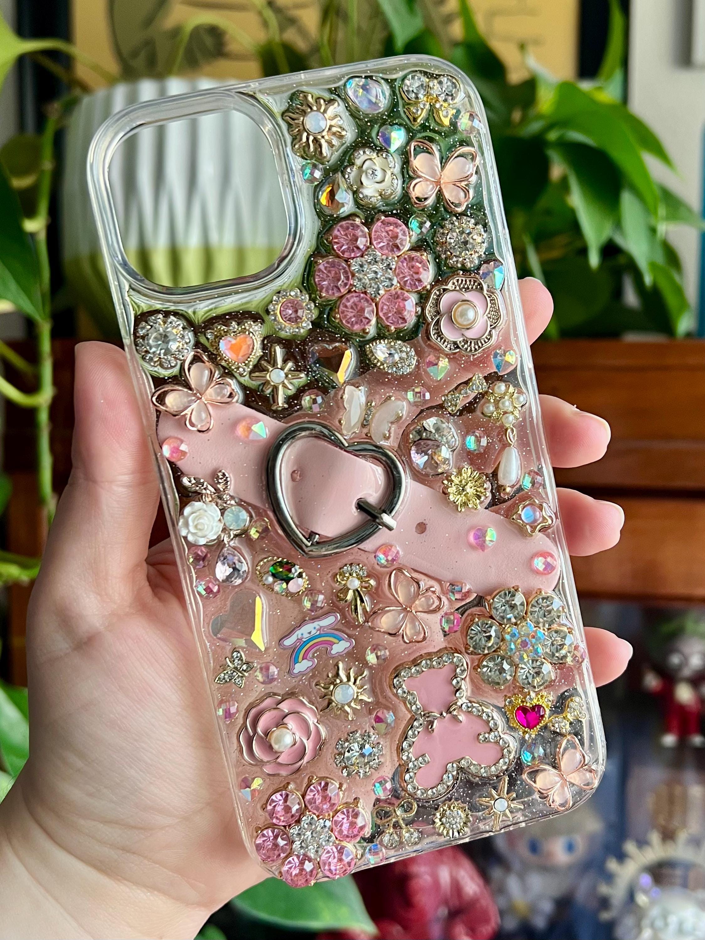 Custom Resin Phone Case: Glitter Charms, Kawaii Junk Style
