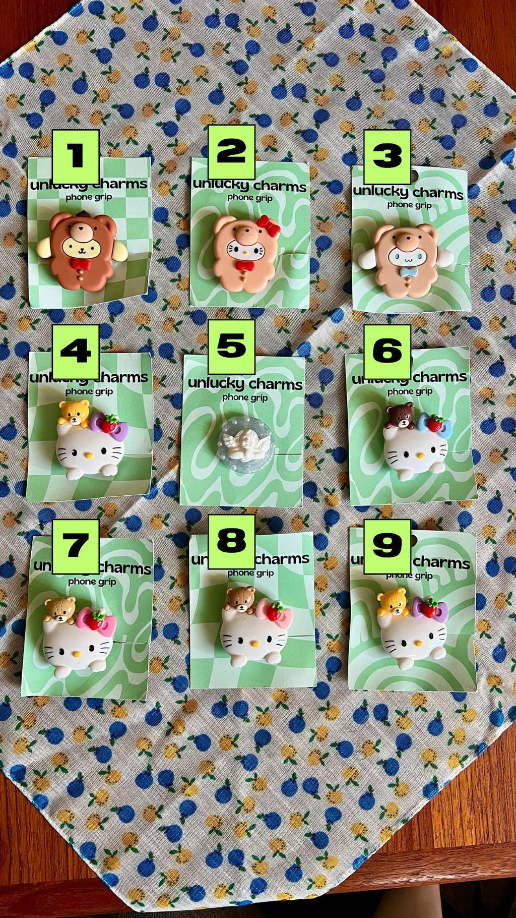 sanrio inspired phone grips / phone accessories / hello kitty, pompompurin, cinnamoroll