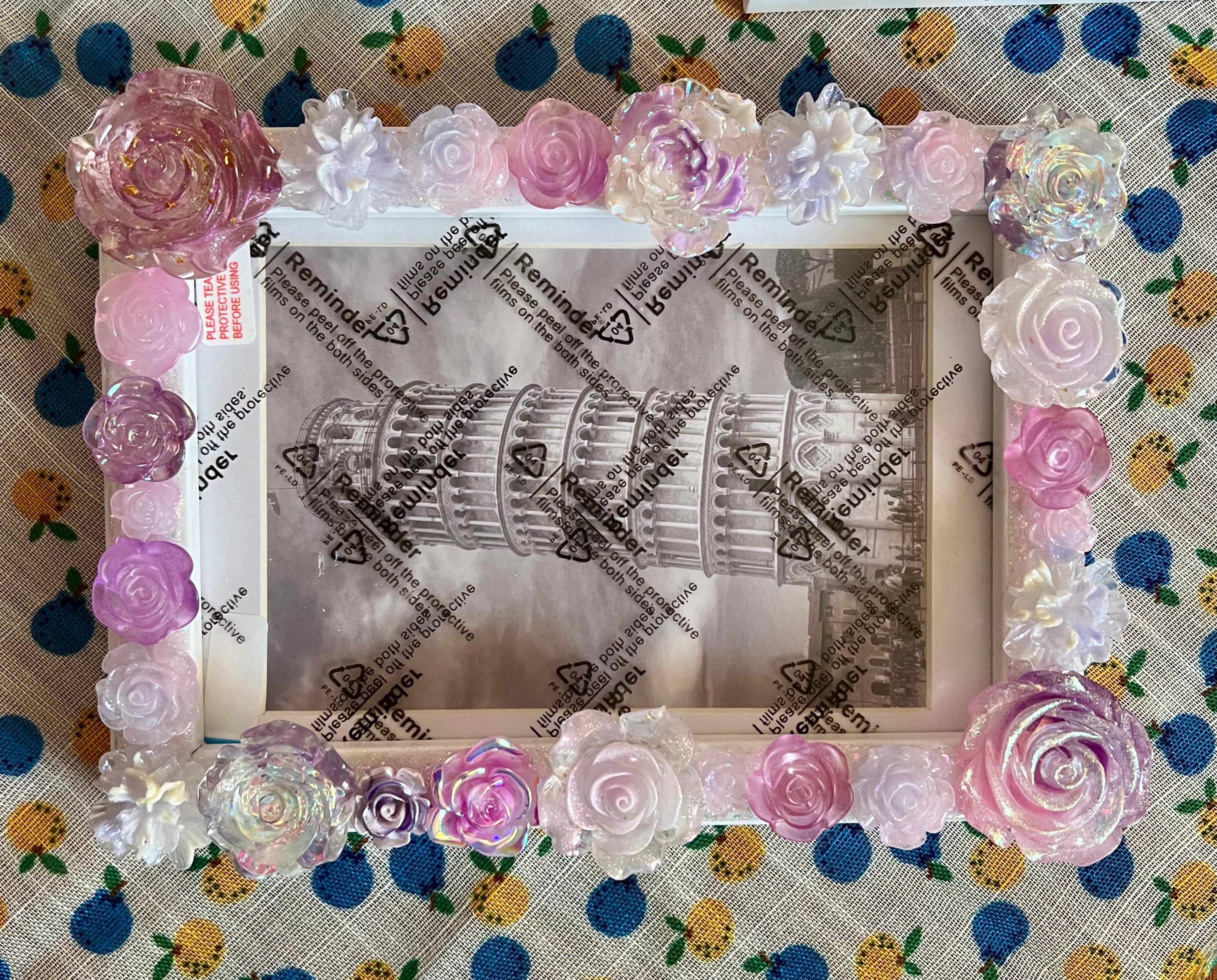 Pastel Floral Picture Frame | Fairycore Decor | Iridescent Roses | Handmade 4x6 Frame