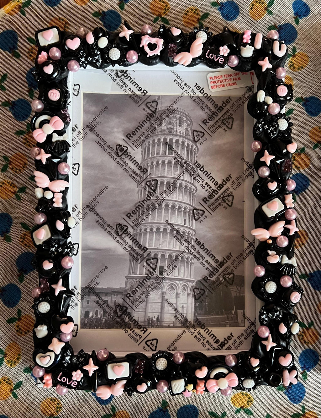Gothic Kawaii Picture Frame | Pastel Goth Decor | Black & Pink Frame | Handmade 4x6